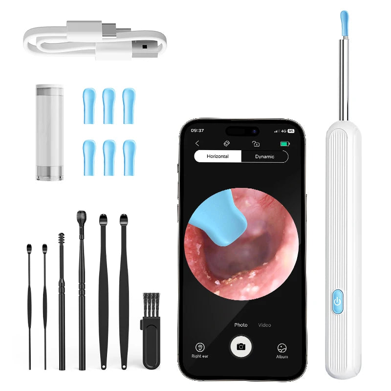 Ear Cleaner with Camera Set Ear Sticks Otoscope USB C Charging Endoscope Wax Removal Tool Earpick Mini Camera Ear Cleaning Set