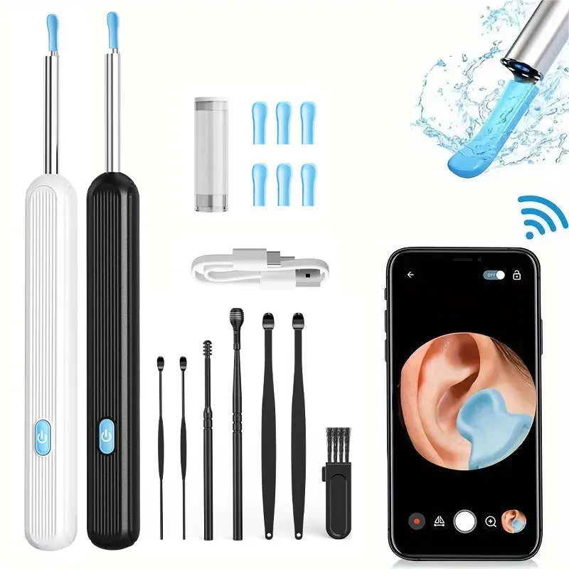 Ear Cleaner with Camera Set Ear Sticks Otoscope USB C Charging Endoscope Wax Removal Tool Earpick Mini Camera Ear Cleaning Set