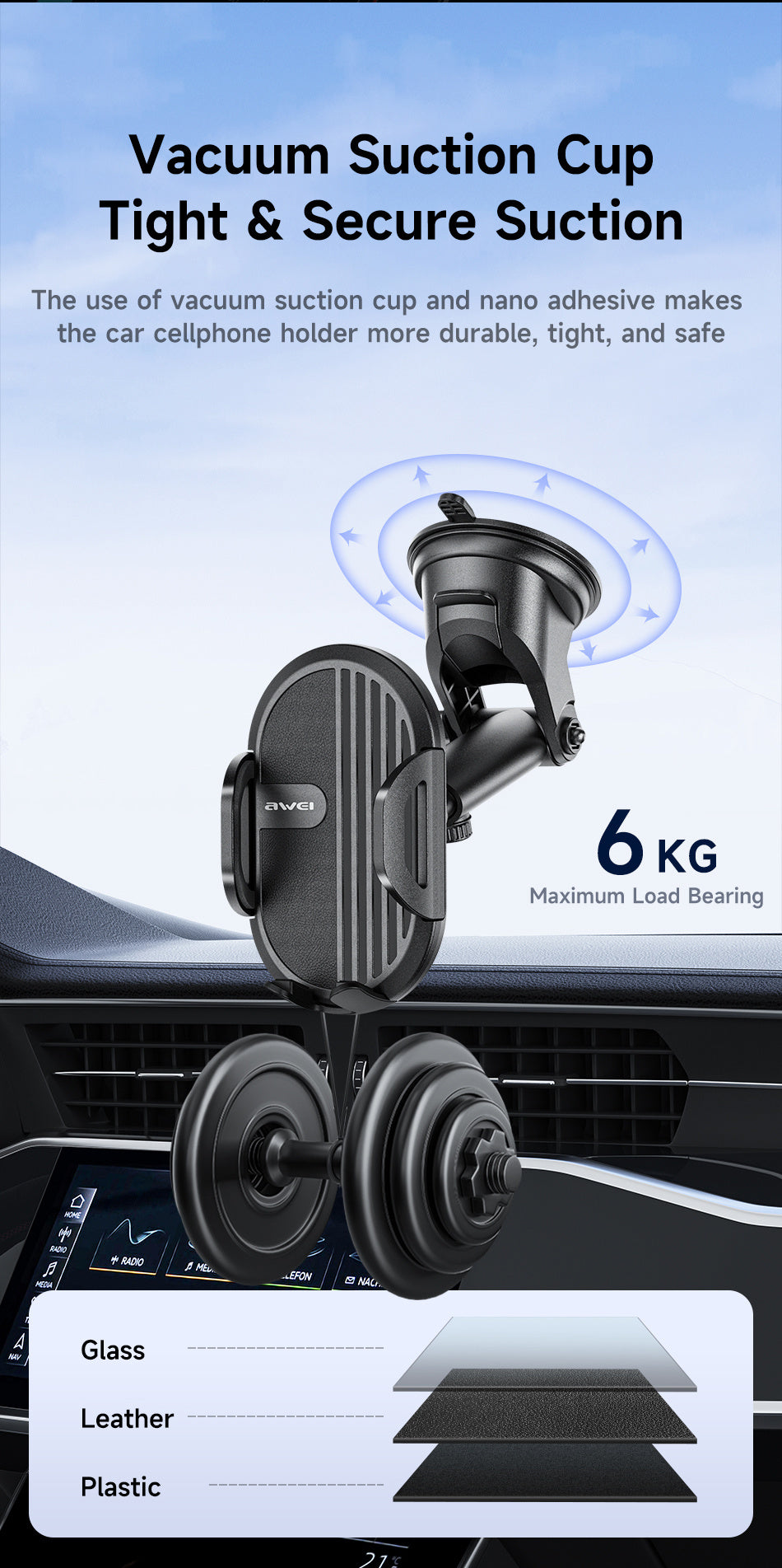 Suction Cup Type Simple Car Accessory Mobile Phone Holder